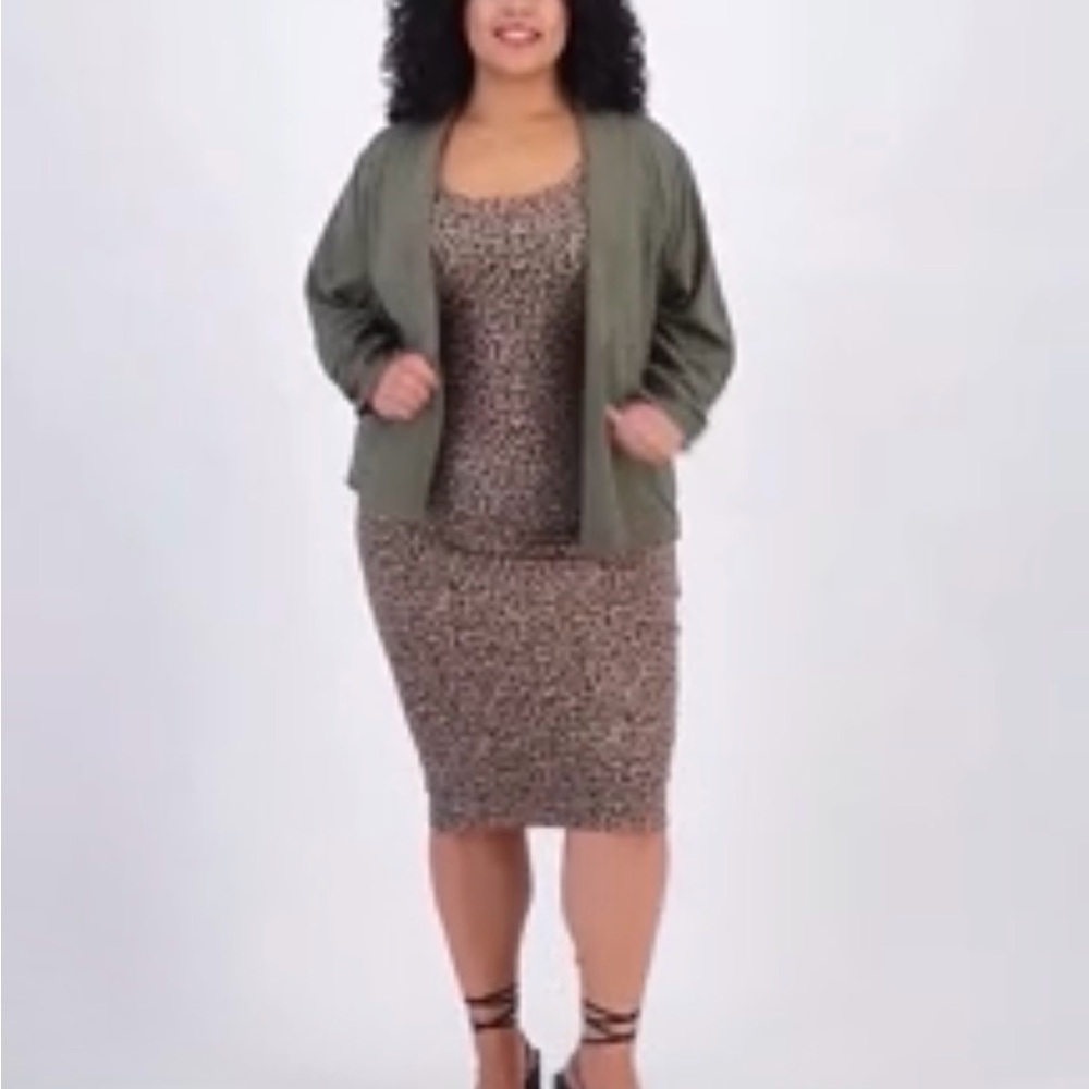 Bar III Leopard Print Midi Dress in Tan and Black - Picture 4 of 4